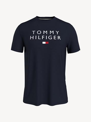 Férfi Tommy Hilfiger Hilfiger flag Póló Fekete | HU 825ZUT